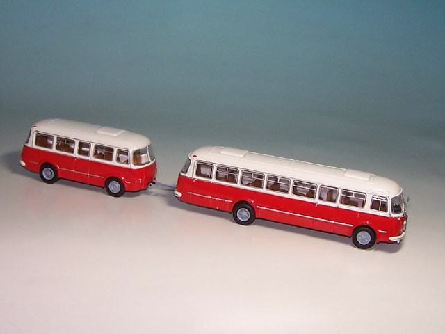 Jelcz 043 Bus+P-01 Busanhänger, rot/weiß (BRE 58263)